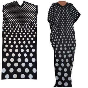 Leem Oversized Black and White Gradient Polka Dot Sweater Maxi Dress Size large